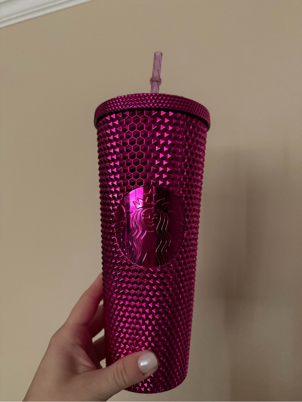 Starbucks Hot Pink Studded Stainless Tumbler with Straw